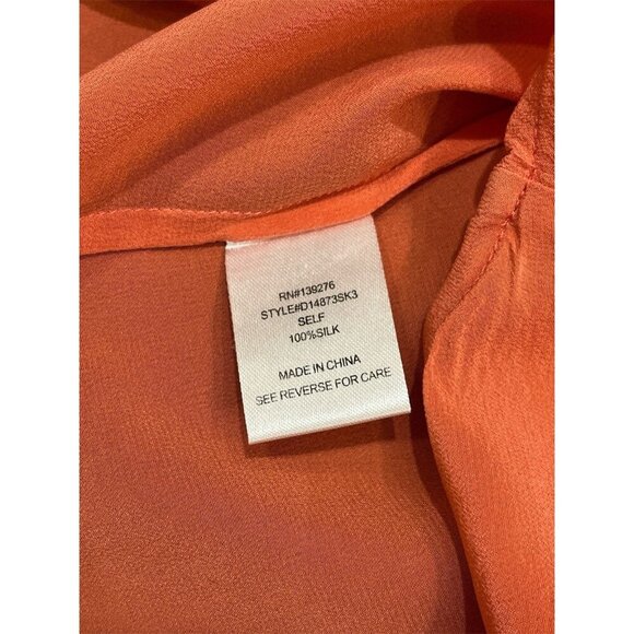Daniel Rainn Top Pleated Front Cap Sleeves Sz M Coral 100% Silk - Picture 7 of 8